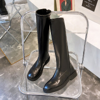 枫述不过膝女长筒靴2021年新款秋季白色瘦瘦靴厚底长靴子春秋骑士靴