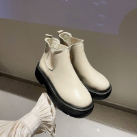 枫述圆头短靴女2021新款韩版百搭马丁靴女英伦风厚底烟筒短靴子