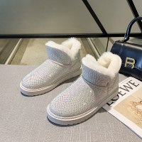 枫述欧洲站女鞋2021年新款秋冬百搭水钻平底雪地靴女加绒棉鞋靴子