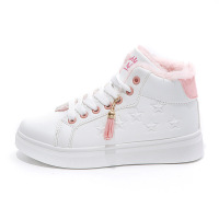 枫述2021雪地冬鞋少女孩大棉鞋加厚高帮小白鞋高中小学生加绒保暖板鞋