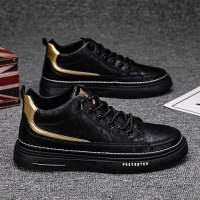 枫述冬季新款2021男鞋休闲百搭黑色耐磨厨师板鞋低帮板鞋潮流潮鞋