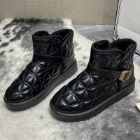 枫述网红雪地棉靴女皮面防水皮毛一体冬季2021年新款加绒加厚面包棉鞋