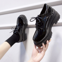枫述英伦风jk制服日系圆头小皮鞋女2022春秋季新款松糕厚底黑色复古单鞋
