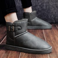 枫述男鞋冬季加绒保暖皮面雪地靴男皮毛一体加厚防寒东包
