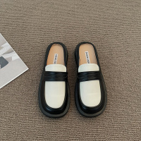 枫述半包头单鞋女2022春夏新款复古外出休闲增高室内火厚底拖鞋