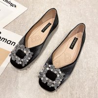 枫述2022春季新款平底方头单鞋女软皮百搭豆豆鞋网红浅口晚晚风温柔鞋