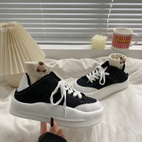 枫述厚底大头休闲鞋女2022春夏新款时尚潮流复古黑色减震中鞋