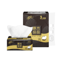 清风原木黑金压花抽纸3层100抽3包M幅