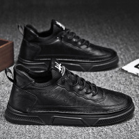 枫述男鞋春季2021新款防水防滑厨师厨房休闲皮鞋纯黑上班工作百搭潮鞋