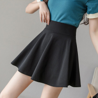 枫述黑色短裙子夏季显瘦包臀半身裙女春秋2021新款蓬蓬高腰a字百褶裙