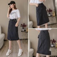 枫述中长款开叉一步裙半身裙女2021春季新款包臀裙高腰显瘦a字牛仔裙