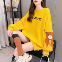 枫述2021新款小熊卫衣加肥加大码女装春秋薄款韩版宽松胖mm上衣ins潮T