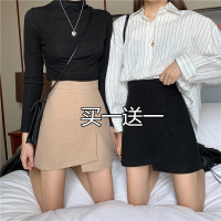 枫述毛呢半身裙春秋女装2021新款高腰短裙加厚大码a字包臀裙百搭裙子