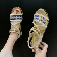 枫述民族风波西米亚凉鞋女夏仙女风平底学生2021新款网红女鞋罗马绑带