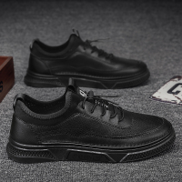 枫述男鞋夏季透气薄款板鞋一脚蹬休闲皮鞋防水防滑黑色厨师工作潮鞋子