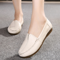 枫述春秋平底懒人鞋妈妈单鞋软底舒适豆豆鞋女防滑圆头中老年皮鞋