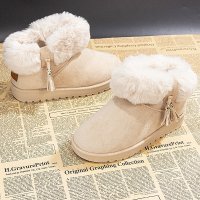 枫述棉鞋女2021冬季新款短筒加绒加厚东北雪地靴保暖一脚蹬秋冬鞋子女