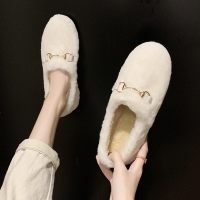 枫述加绒豆豆鞋女毛毛鞋2021秋冬季潮鞋新款外穿懒人一脚蹬2021奶奶鞋