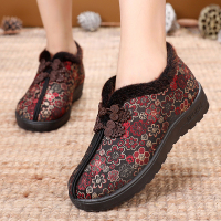 枫述冬季老北京布鞋女平底加绒保暖老人奶奶鞋中老年人妈妈鞋