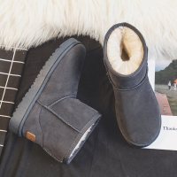 枫述短筒雪地靴女2021年冬季新款韩版一脚蹬百搭平底加绒加厚短靴