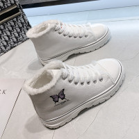 枫述鞋子女秋冬季2021新款学生ins潮高帮帆布鞋女加绒二棉鞋女板鞋女