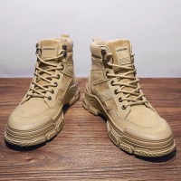 枫述巍昂冬季男鞋户外皮靴高帮马丁靴男工装靴劳保鞋运动男士靴子