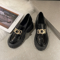 枫述内增高厚底小皮鞋女2022年春秋新款英伦风乐福鞋软皮粗跟松糕单鞋