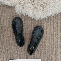 枫述复古英伦风小皮鞋女2022年春夏新款一脚蹬懒人鞋黑色方头简约单鞋