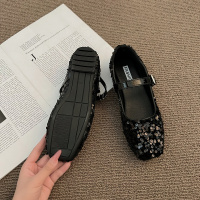 枫述法式小皮鞋女2022春季新款时尚温柔甜美亮片气质方头软底仙女单鞋