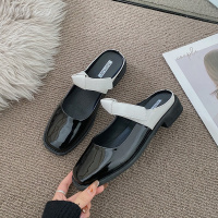 枫述蝴蝶结复古外出拖鞋女2022年春夏新款时髦法式家居黑色包头拖