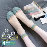 花边袜子女ins潮夏季薄款棉底玻璃丝袜透明水晶丝短筒浅口短袜