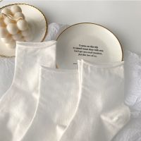 袜子女纯色卷边短袜网红百搭日系学院风夏季薄款韩国ins潮中筒袜