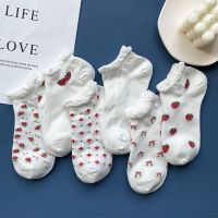 白色网眼袜子女短袜浅口夏季薄款ins潮网红可爱日系碎花低帮船袜