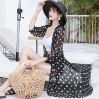 海边度假雪纺防晒衫2021夏季中长款波点开衫外搭沙滩防晒衣外套女