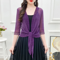 2021夏季大码薄款短款百搭配裙子小披肩防晒衣开衫披风上衣外套女