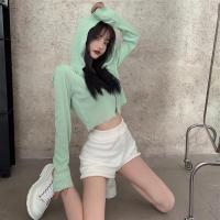春季2021新款防晒衣女气质时尚韩版连帽短款外套上衣高腰短裤套装