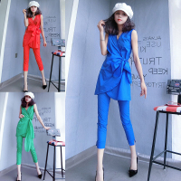 欧洲站2020夏季新款女装修身防晒衣薄开衫v领上衣设计感套装女潮