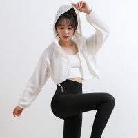 小个子短款防晒衣女显高女皮肤衣纯色拉链薄款连帽短外套