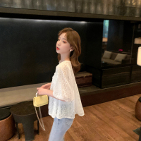 内搭吊带蕾丝衫女新款夏季泡泡袖甜美网纱防晒两件套上衣潮