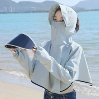 电动车防晒衣女夏季新款镜片可拆卸遮脸护颈防紫外线短款连帽宽松