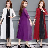 大码旗袍开衫外搭冰丝防晒衣女长袖中长款夏复古披肩超薄过膝外套