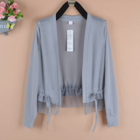 中年妈妈防晒衫开衫女短款薄外套针织外搭长袖冰丝披肩上衣空调衫
