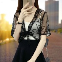 薄款小披肩外套夏季女吊带裙子外搭高端短款防晒衣配开衫蕾丝坎肩