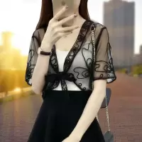 薄款小披肩外套夏季女吊带裙子外搭高端短款防晒衣配开衫蕾丝坎肩
