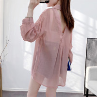 夏季防晒衣女长袖时尚露背日系空调衬衫2021新款潮中长冰丝薄外套