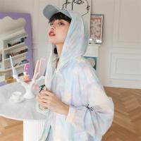 彩色扎染小个子长袖防晒衣女夏季薄款防紫外线透气开衫外套