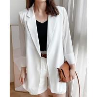 防晒小西服 夏日薄款 雪纺西装外套 女士气质百搭网纱五分袖上衣