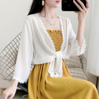 夏季配吊带裙子外搭雪纺小披肩女2021百搭防晒开衫七分袖空调上衣