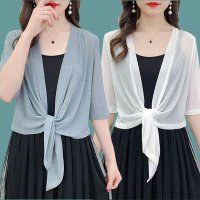 夏薄款防晒衣女短款外套大码配吊带裙小披肩百搭外搭坎肩网纱开衫