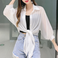 超仙薄款雪纺衬衫女长袖防晒衣夏季新款空调开衫外搭冰丝百搭外套